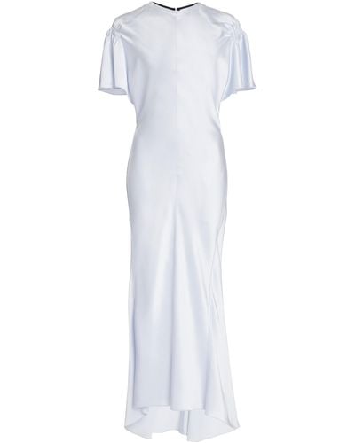 Victoria Beckham Flutter Sleeve Satin Midi Dress - White