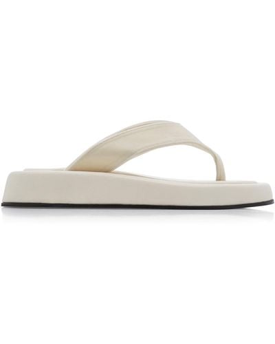 The Row Ginza Leather And Velvet Platform Flip Flops - White