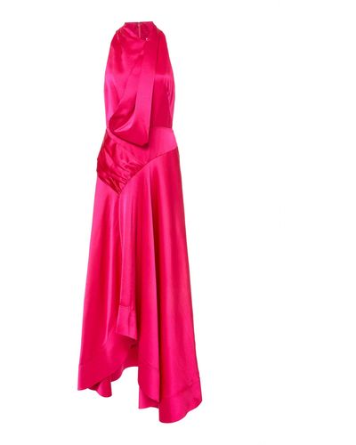 Acler Palmera Asymmetric Satin Cocktail Gown - Pink