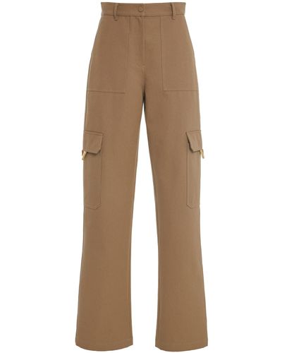 Valentino Garavani Straight-leg Cotton-blend Cargo Pants - Natural