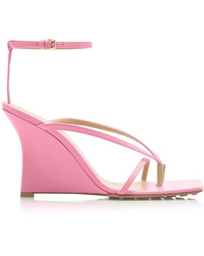 Bottega Veneta Lounge Leather Wedge Sandals - Pink
