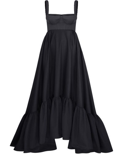 Anna October Snowdrop Asymmetric Cotton-blend Maxi Dress - Black