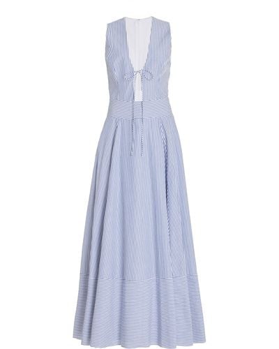 Brandon Maxwell Exclusive Lara Striped Cotton Maxi Dress - Blue