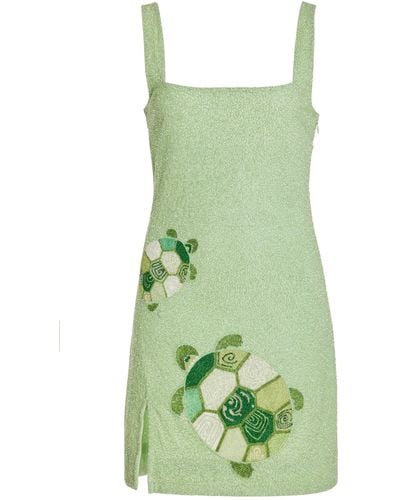 STAUD Le Sable Embellished Mini Dress - Green
