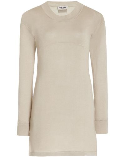 Miu Miu Maglieria Cashmere-silk Mini Dress - White