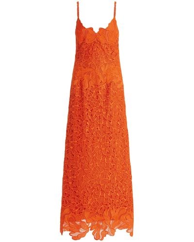 Jonathan Simkhai Phoenix Embroidered Lace Maxi Dress - Orange