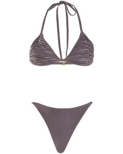 Moré Noir Maya Ruched Triangle Bikini Set - Grey