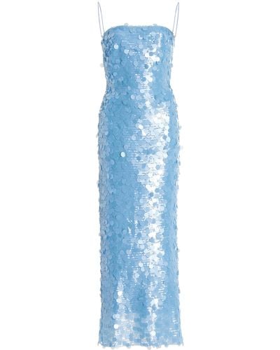 The New Arrivals Ilkyaz Ozel Exclusive Phoenix Sequined Crepe Midi Dress - Blue