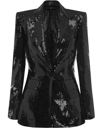 Alex Perry Fitted Sequined Blazer - Black