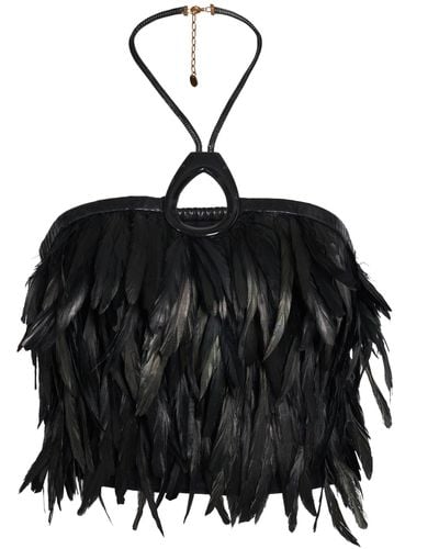Tom Ford Feathered Halter Top - Black