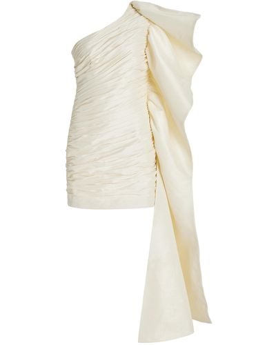 Rachel Gilbert Marji Ruched Taffeta Mini Dress - White