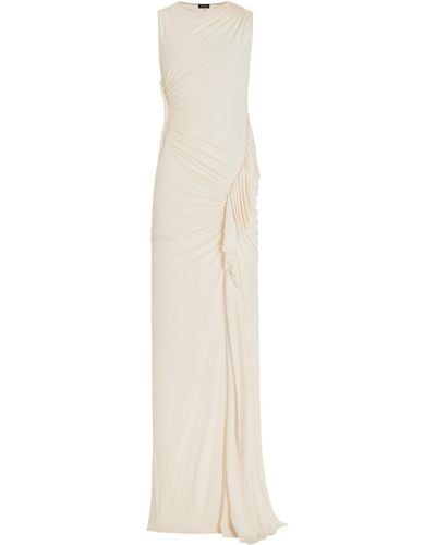 Atlein Ruched Ribbed-jersey Gown - White