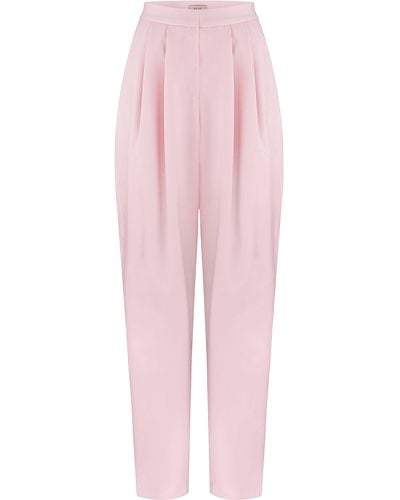 Nue Rose Quarz Crystal-embellished Wool Tapered Pants - Pink