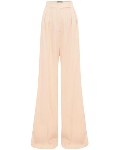 Alex Perry Pleated Pinstriped Wide-leg Pants - Natural
