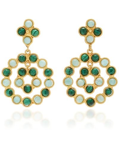Sylvia Toledano Flower Candies 22k Gold-plated Malachite And Amazonite Earrings - Green