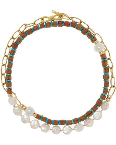 Lizzie Fortunato Porto Covo Gold-plated Pearl Beaded Chain Necklace - White