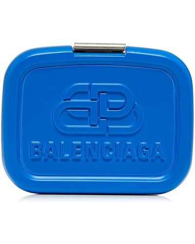 Balenciaga Lunch Box Mini Leather Case Bag - Blue