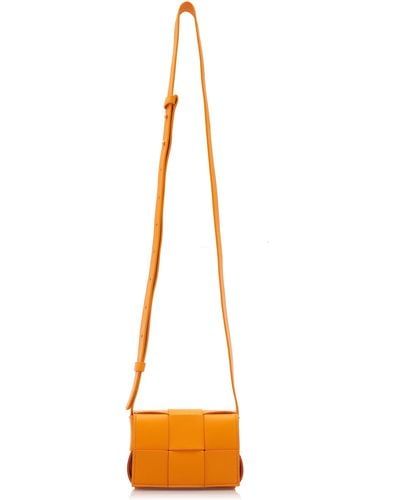 Bottega Veneta Mini Cassette Leather Crossbody Bag - Orange