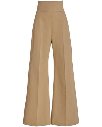 Carolina Herrera High-rise Cotton Wide-leg Pants - Natural