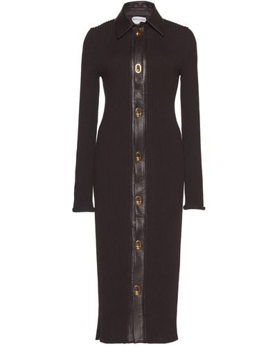 Bottega Veneta Collared Knitted Wool-blend Midi Dress - Black