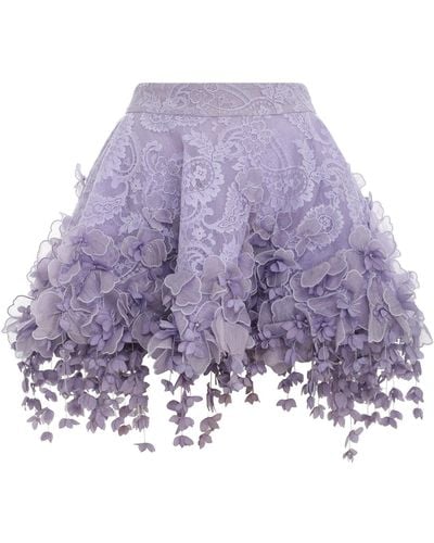 Zimmermann High Tide Lace Flip Mini Skirt - Purple