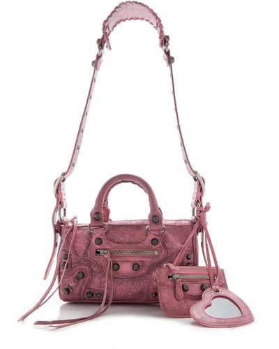 Balenciaga Le Cagole Leather Mini Duffle Bag - Pink