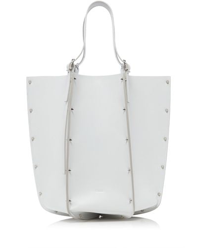 Chloé Carmela Studded Leather Tote Bag - White