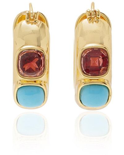 Lizzie Fortunato Piet Garnet, Turquoise Gold-plated Hoop Earrings - Metallic