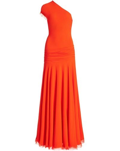 Brandon Maxwell The Tess Draped Asymmetric Maxi Dress - Red