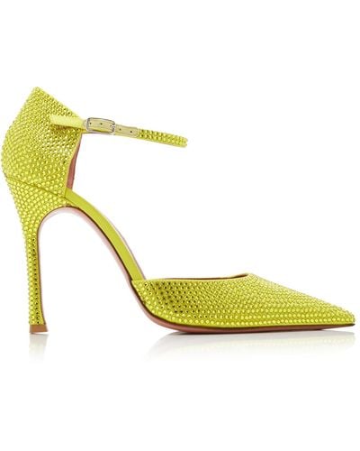 AMINA MUADDI Exclusive Vittoria Crystal-embellished Satin Court Shoes - Yellow