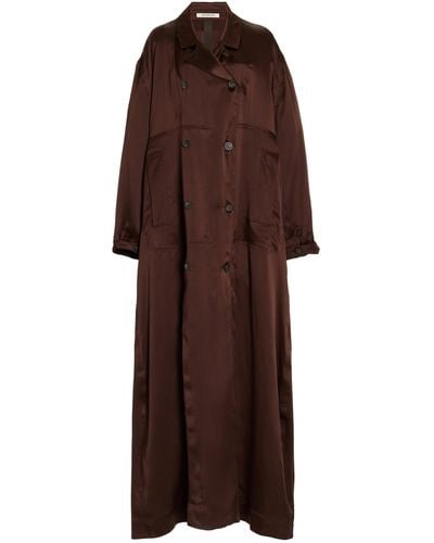 Peter Do Double-breasted Silk-satin Duster Trench Coat - Brown