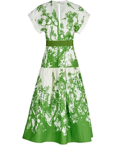 Silvia Tcherassi Metapronto Tiered Cotton Midi Shirt Dress - Green
