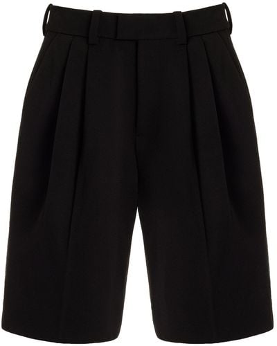 FAVORITE DAUGHTER The Low Favorite Pleated Twill Wide-leg Knee Shorts - Black