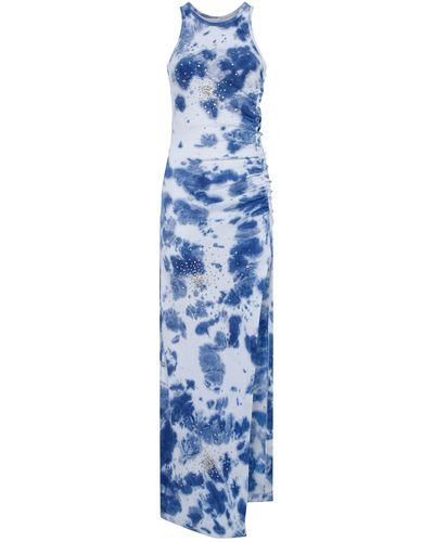 DES_PHEMMES Exclusive Crystal-embellished Tie-dyed Cotton Midi Dress - Blue