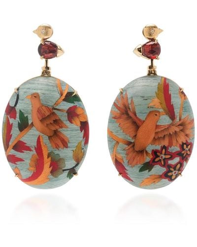 Silvia Furmanovich The Silk Road Marquetry 18k Yellow Gold And Diamond Earrings - Blue