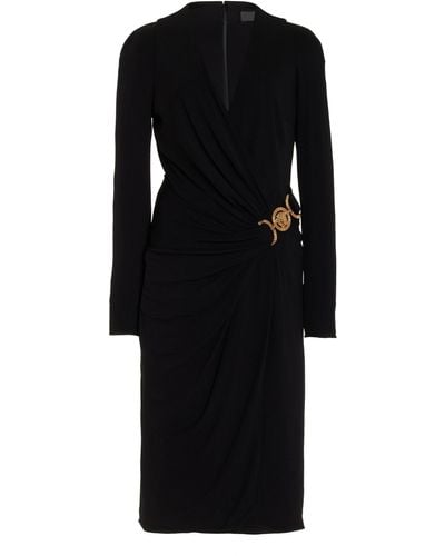 Versace Medusa Jersey Midi Wrap Dress - Black