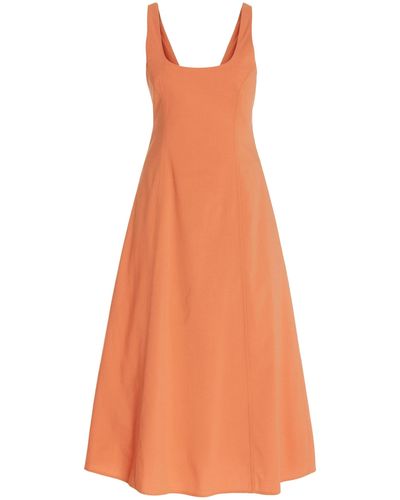 Third Form Flowers For You Stretch-cotton Midi Dress - Orange