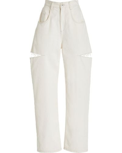 Maison Margiela Cutout Nylon-blend Jeans - White