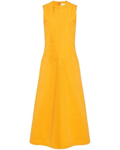 Jil Sander Sleeveless Cotton Midi Dress - Yellow