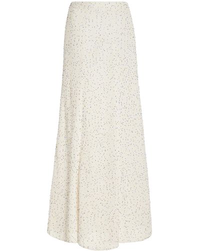 Gabriela Hearst Floris Beaded Knit Silk Maxi Skirt - White