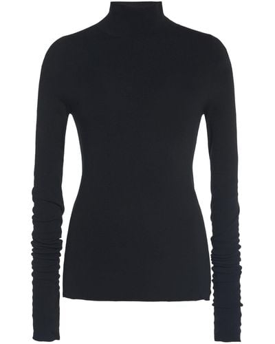 Balenciaga Stretch-knit Turtleneck Top - Black