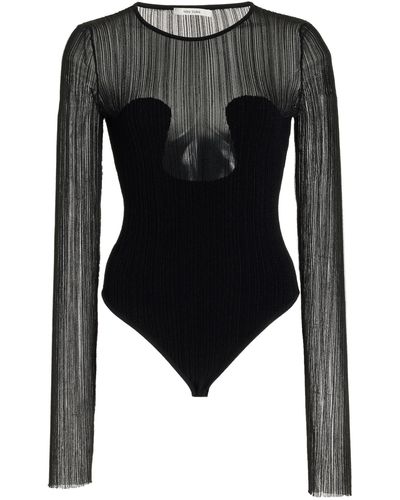 Nensi Dojaka Knit-plisse Bodysuit - Black