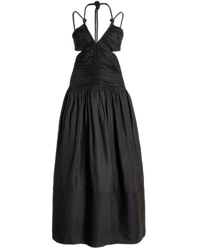 Proenza Schouler Cutout Viscose-linen Midi Dress - Black