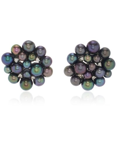 Amrapali One-of-a-kind Pearl Cluster 18k White Gold Earrings - Black