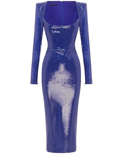 Alex Perry Sequined Curved Dress - Blue