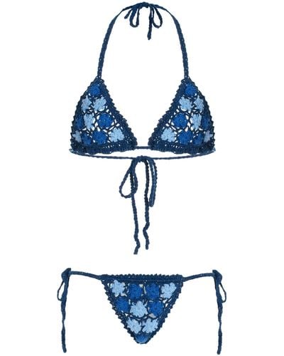 Akoia Swim Exclusive Dahlia Crocheted Cotton Bikini - Blue