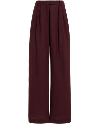 The Row Antone Pleated Wool Wide-leg Trousers - Red