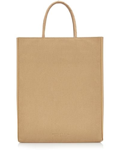 Bottega Veneta Small Paper Leather Shopping Bag - Natural
