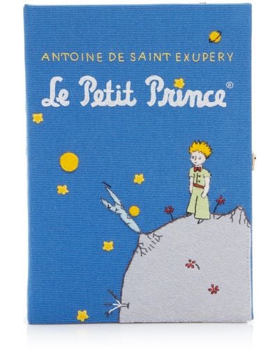 Olympia Le-Tan Le Petit Prince Appliquéd Canvas Book Clutch - Blue