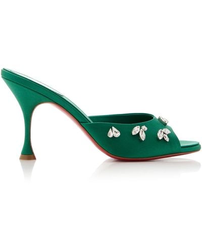 Christian Louboutin Degraqueen 85mm Crystal-embellished Crepe Satin Sandals - Green